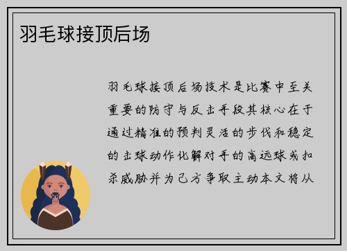 羽毛球接顶后场